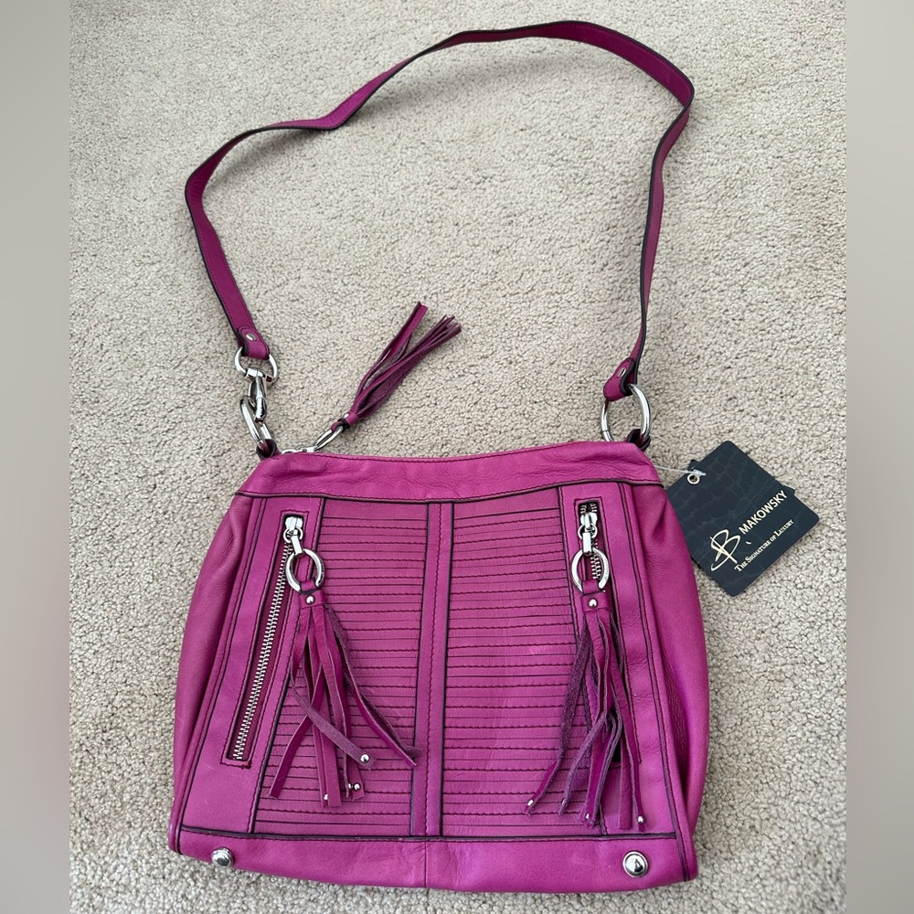 B. Makowsky pink leather crossbody purse, NWT